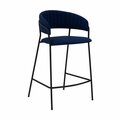 Seatsolutions 26 in. Nara Counter Height Bar Stool Blue Faux Leather & Meta SE2758089